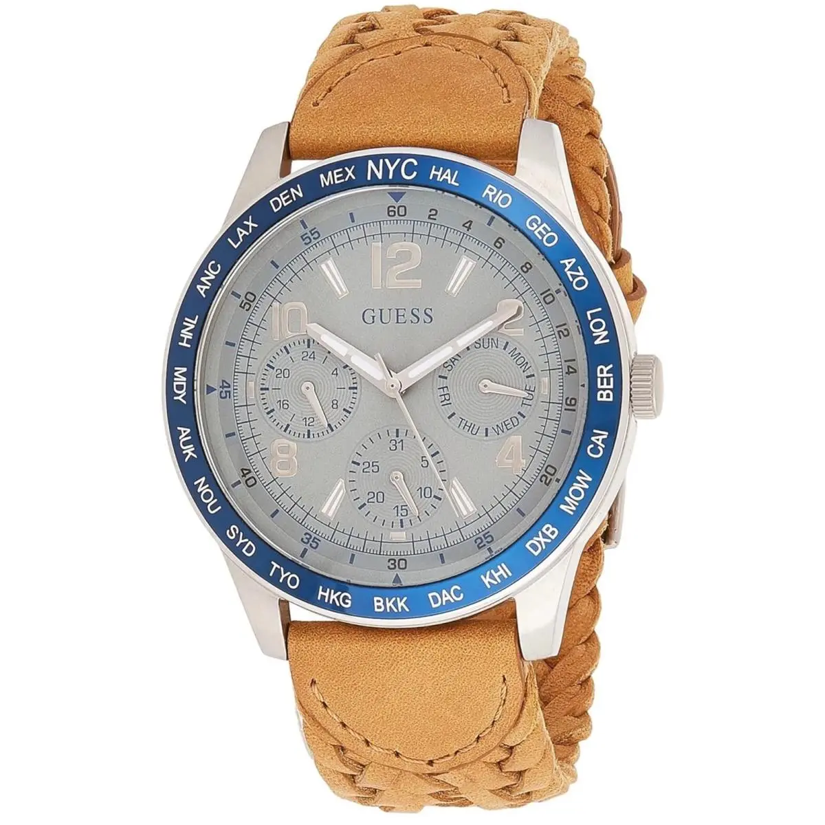 Fossil W1244G1 44mm Men Dress Quartz Silver Tone with Fossil Gift Box