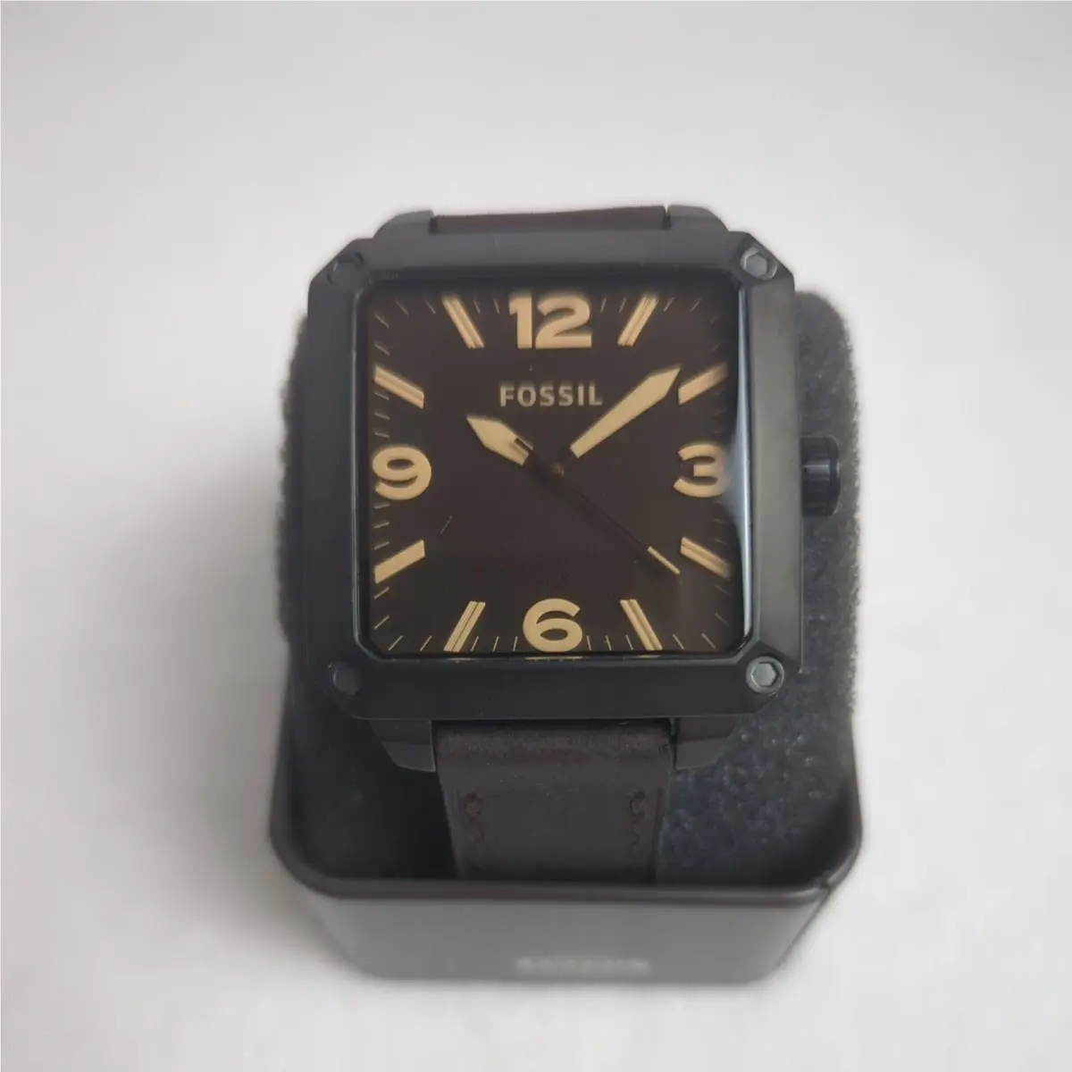 Fossil Watch JR-1337 Brown Stainless Steel Leather Band Neo-vintage Mens