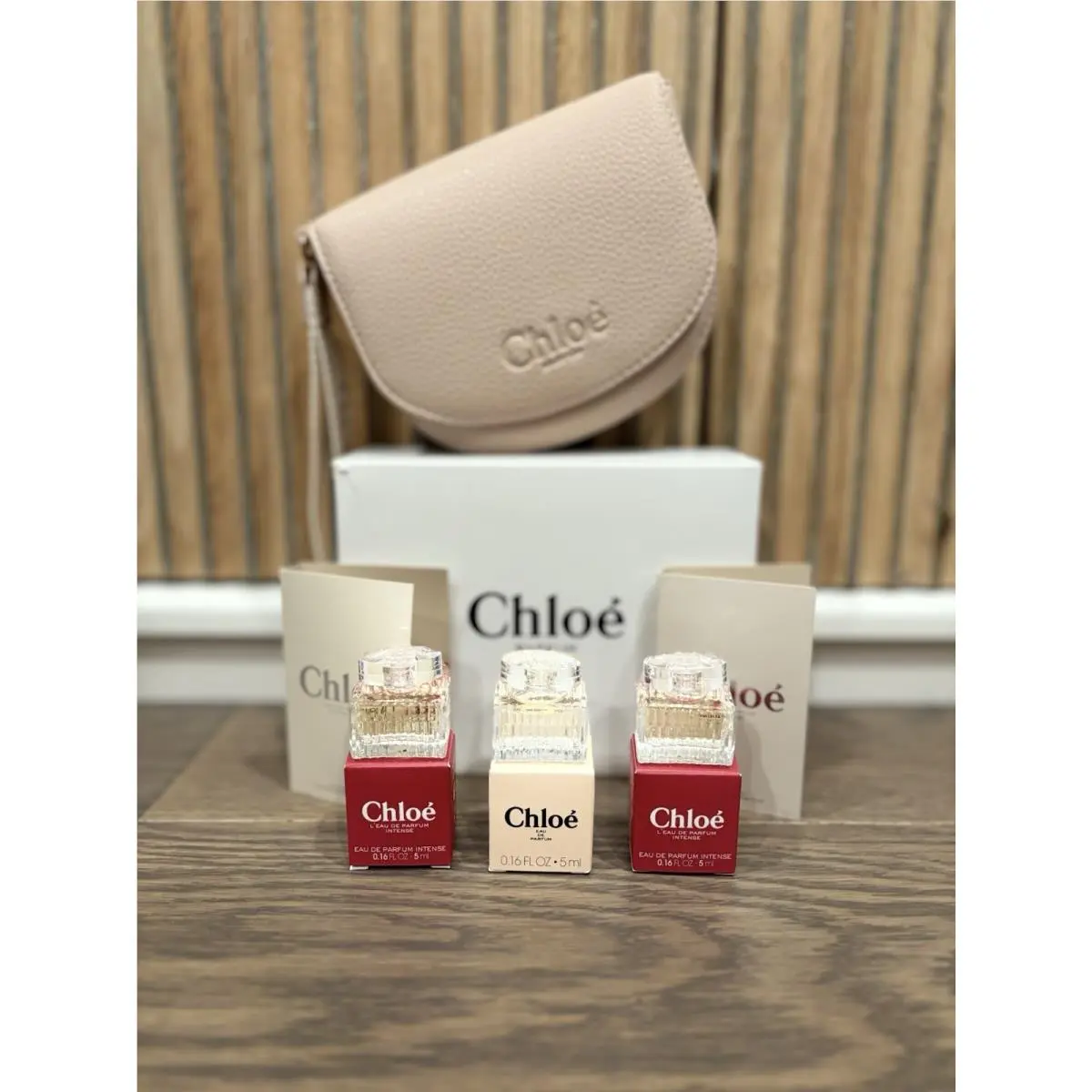Chloe Wristlet Purse Wallet Pouch and Mini Parfum x 5