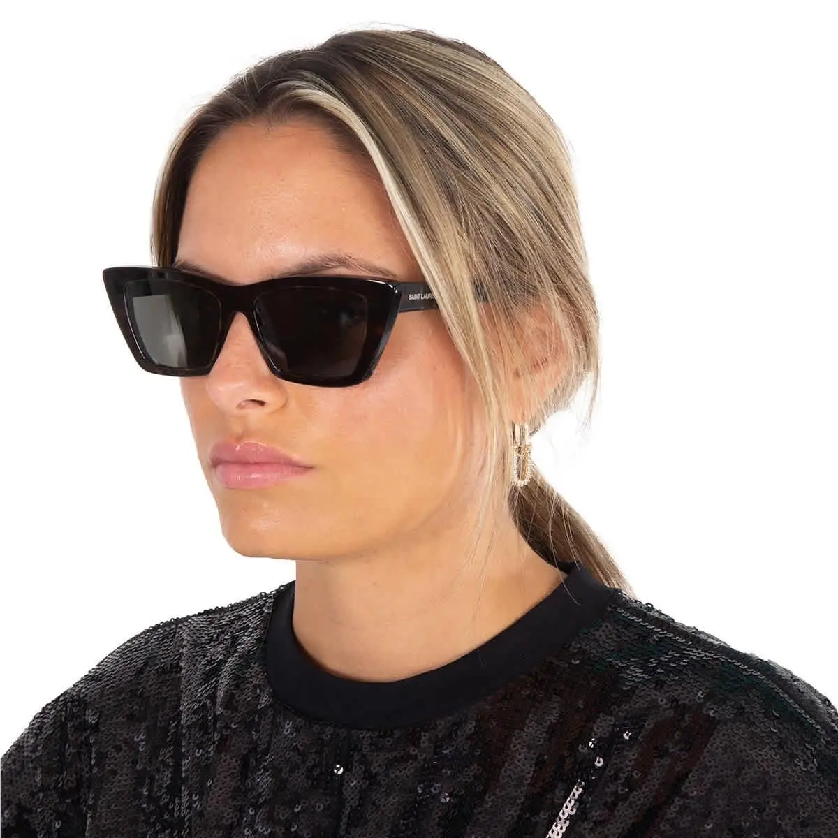 Saint Laurent Grey Cat Eye Ladies Sunglasses SL 276 Mica 002 53 SL 276 Mica 002
