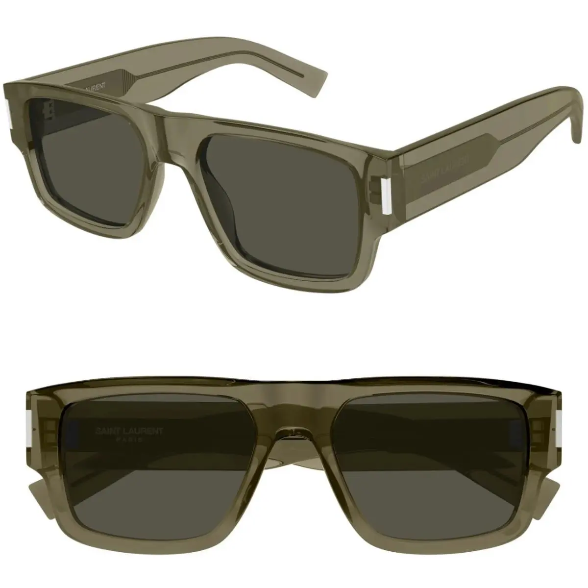 Saint Laurent SL659 003 54mm Square Rectangle Sunglasses Taupe Brown