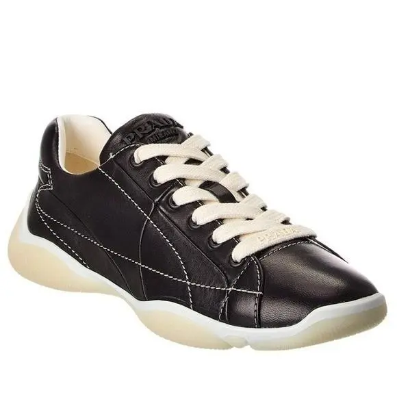 Prada Re-edition Men`s Black Nappa Leather Sneakers Shoes 2EE429 Size UK 7