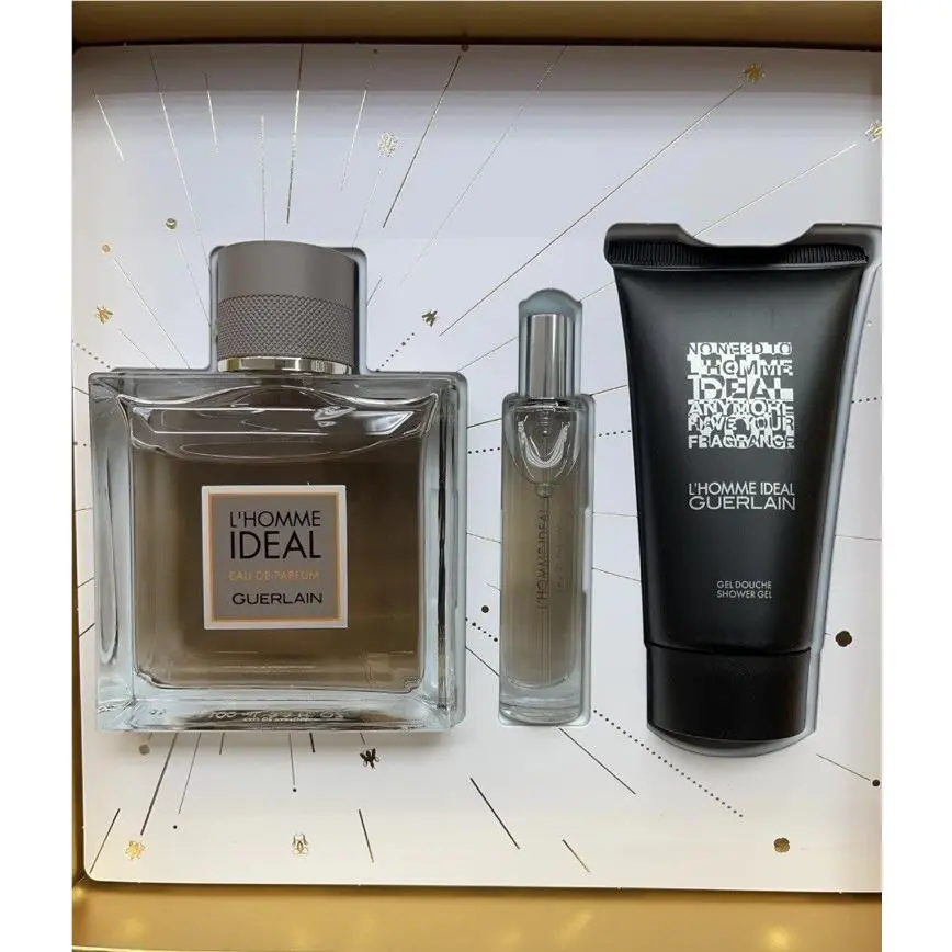 Guerlain L’homme Ideal 3 Piece Gift Set 3.4 oz Edp Spray + Mini + SG Set
