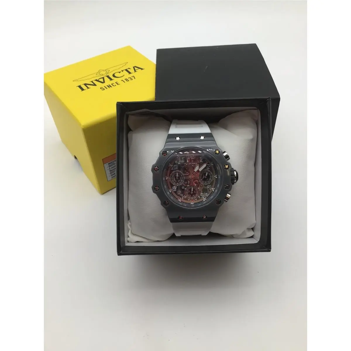 Invicta Racing Chronograph Mens Watch SR920SW Grey Case White Silicone Strap