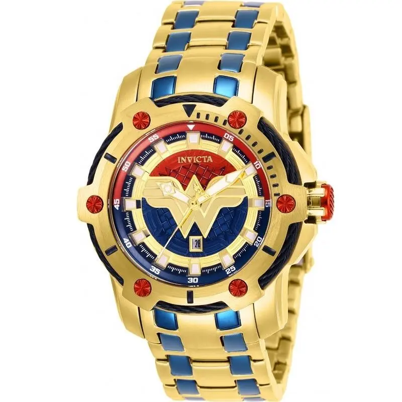 Invicta 39mm Limited Edition DC Comics Wonder Bolt Gold Plated Watch 26839