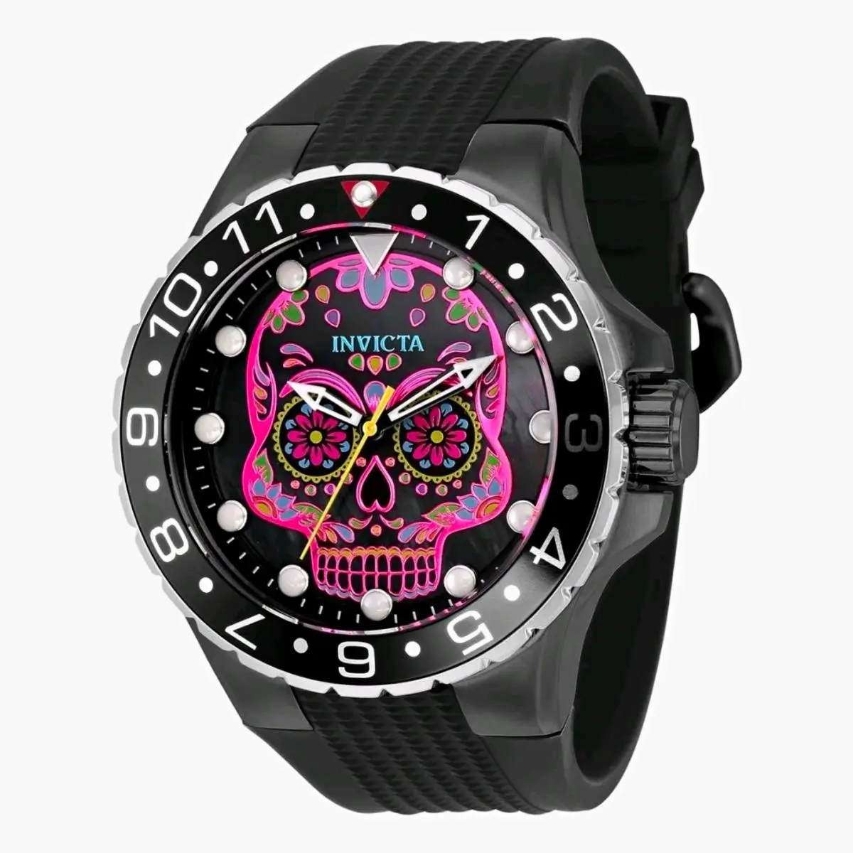 Invicta Aviator Dia De Los Muertos Quartz Skull Dial 48mm Men`s Watch