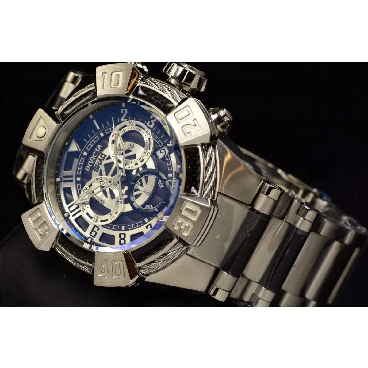 Invicta Shaq Men`s 52mm Chronograph Watch Swiss Movement Black/silver