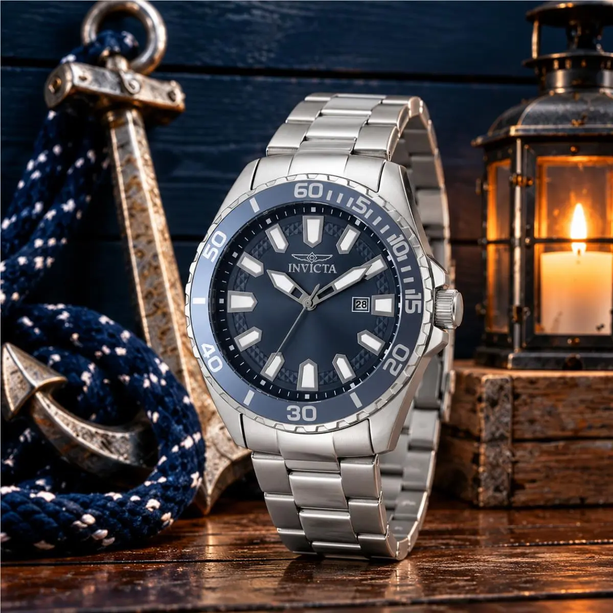 Invicta Pro Diver Men`s 46mm Blue Dial Stainless Steel Bracelet 47340