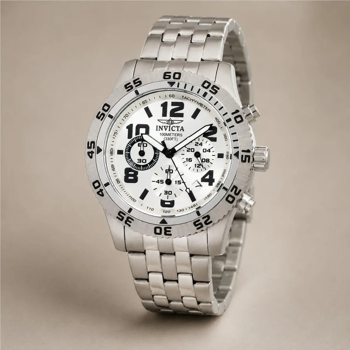 Invicta Chronograph Silver Dial Stainless Steel Men`s Watch 1487