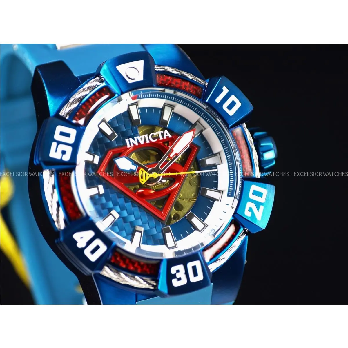 Invicta Men`s 52mm DC Comics Superman LE Automatic Red Blue SS Watch