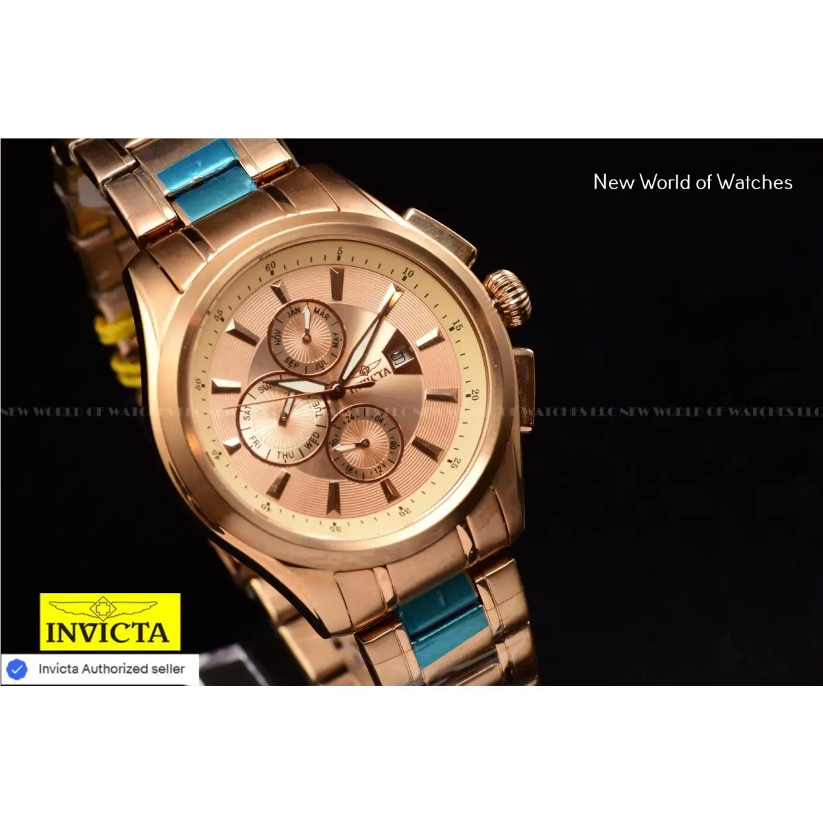 Invicta Men`s 45mm Specialty Pilot Chronograph SS Rose Gold Tone Watch