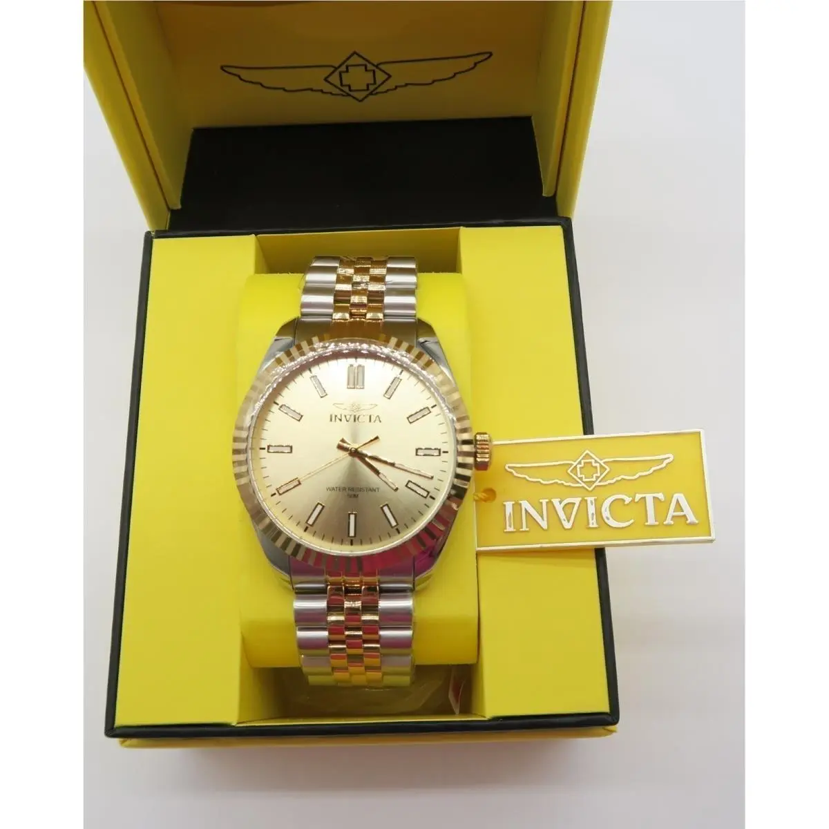 Invicta Specialty Oxford Men`s Watch 43mm Two Tone Gold Silver Stainless Steel