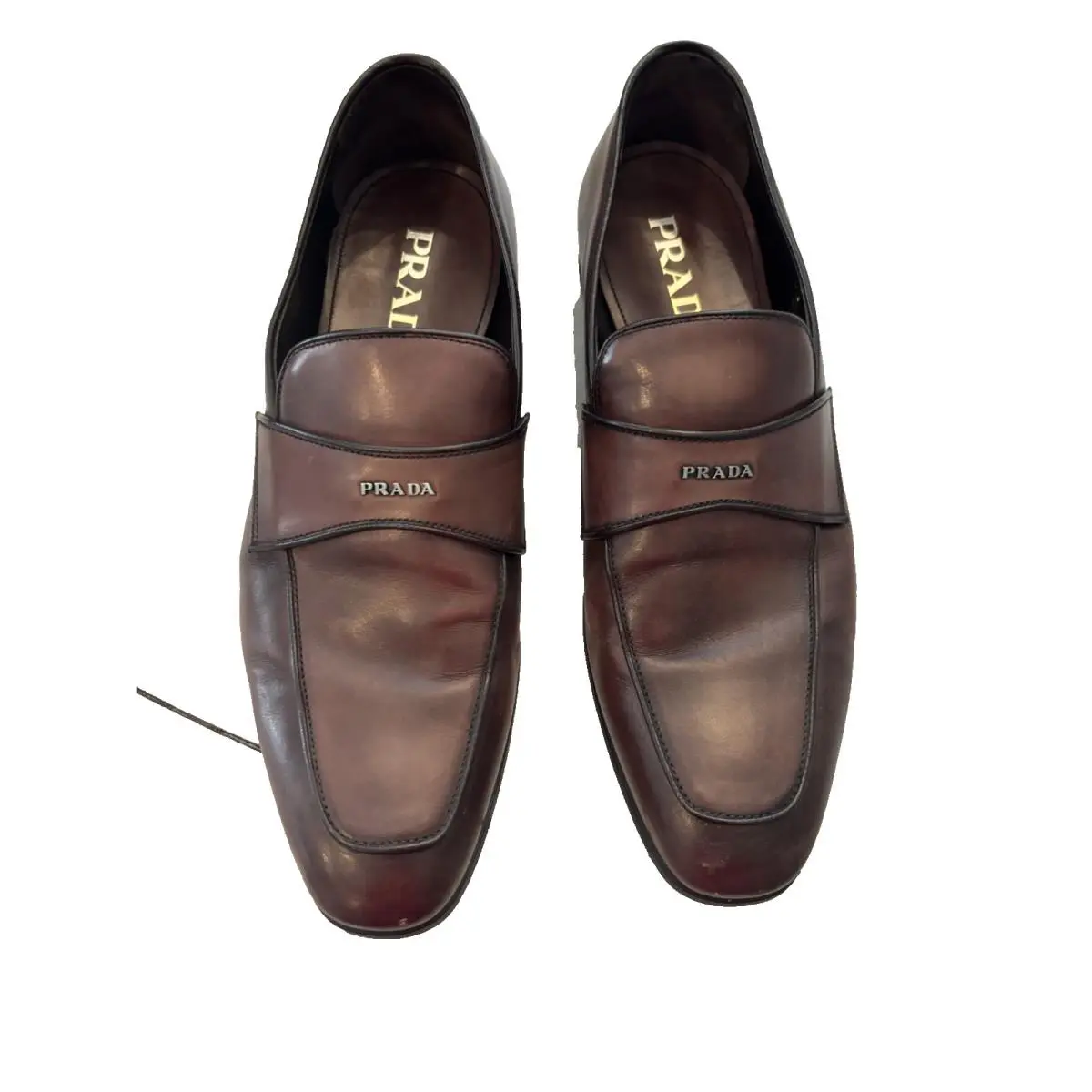 Prada Mens Brown Loafer Vitello Calzature Shoes Size 8.5