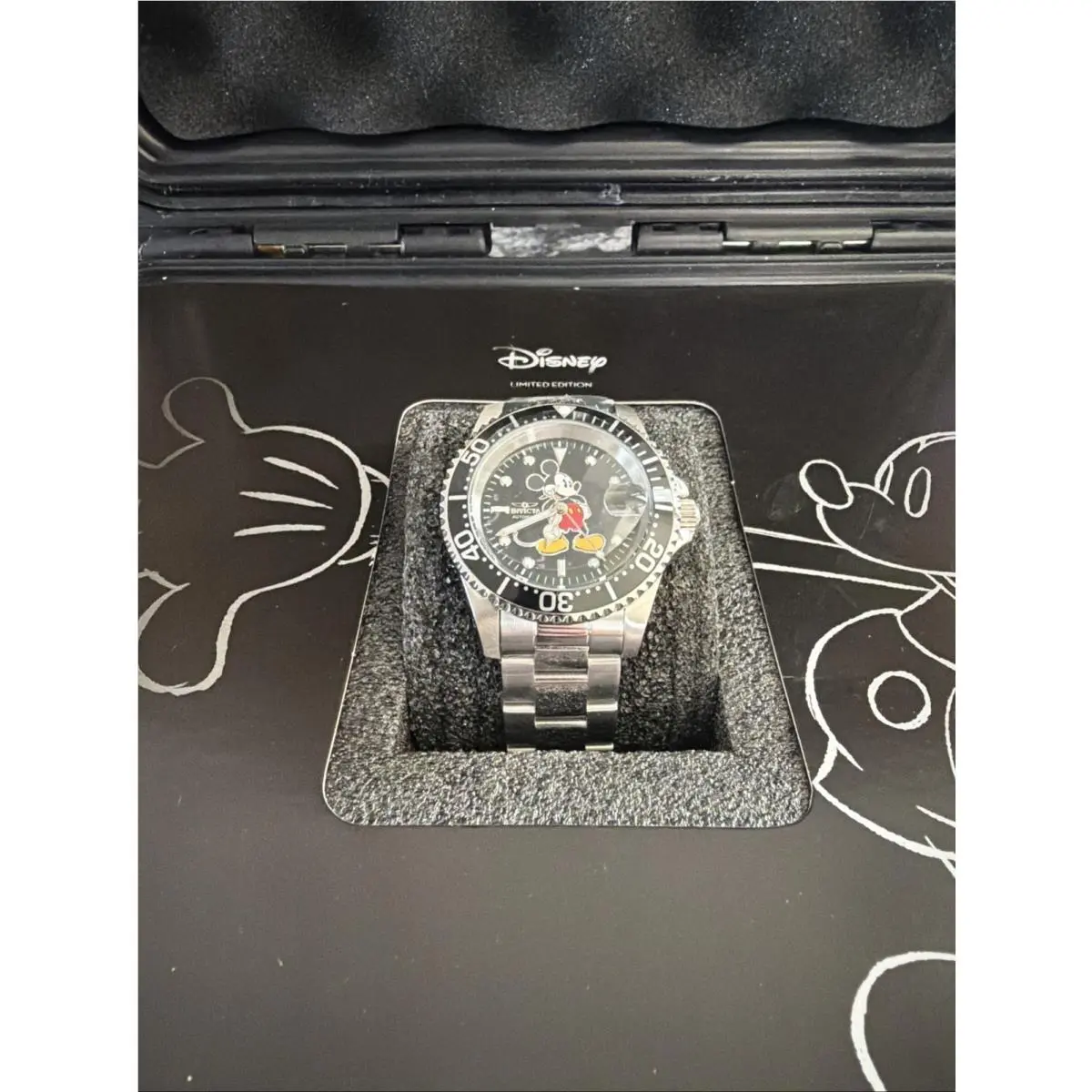 Invicta Disney Limited Edition Black Stainless Steel Watch Hard Case