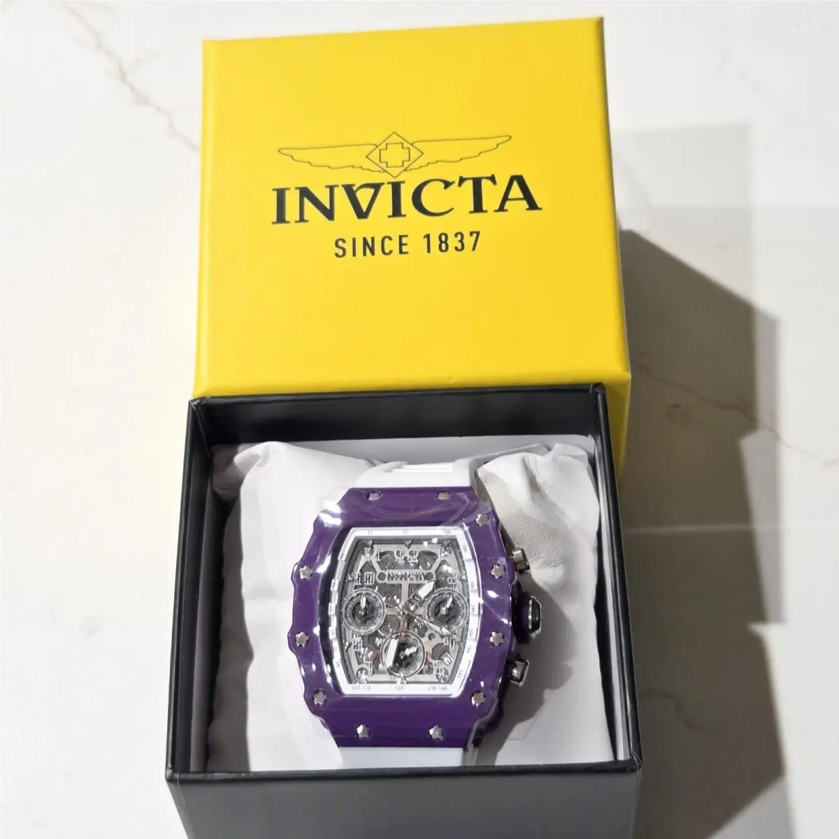 Invicta Racing Unisex Quartz Watch 40mm Purple Skeleton Dial 69611
