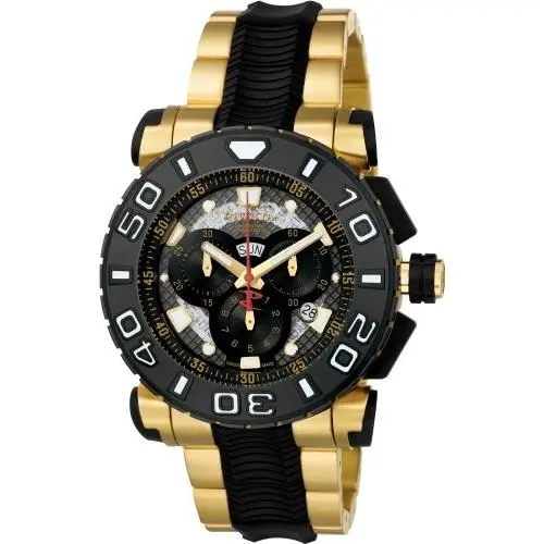 Invicta Reserve Ocean Hawk Chrono Swiss Made 18k Gold-plated Black SS Watch