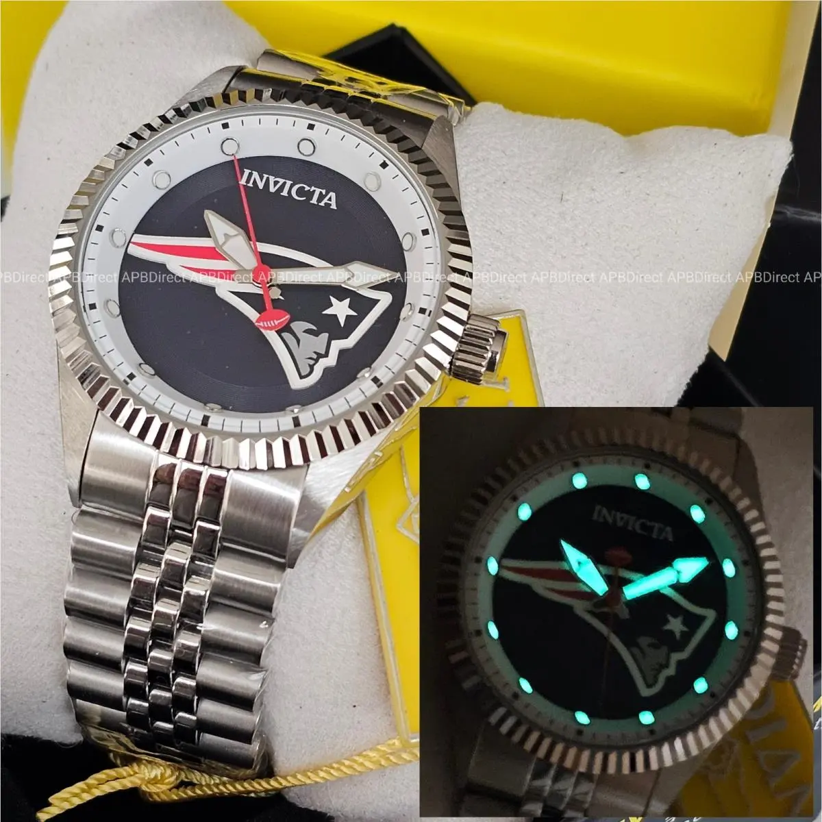 Invicta - Nfl - England Patriots Limited Ed Fluted Bezel 43mm Mens Watch