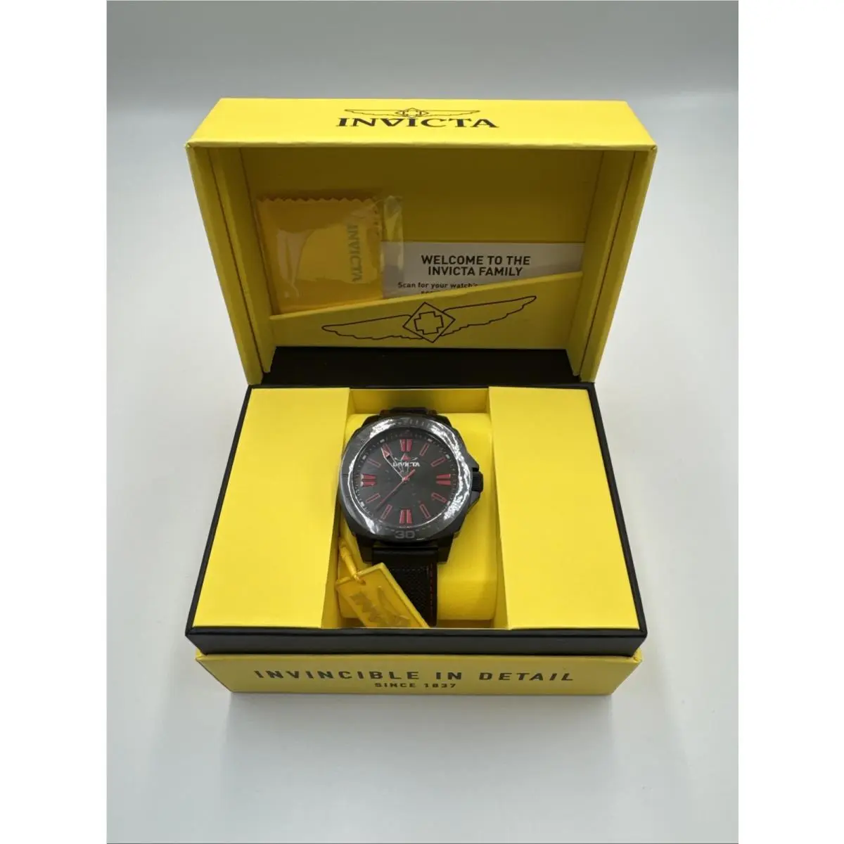 Invicta Speedway Mens Watch 46mm Black Red Dial Black Leather 46309