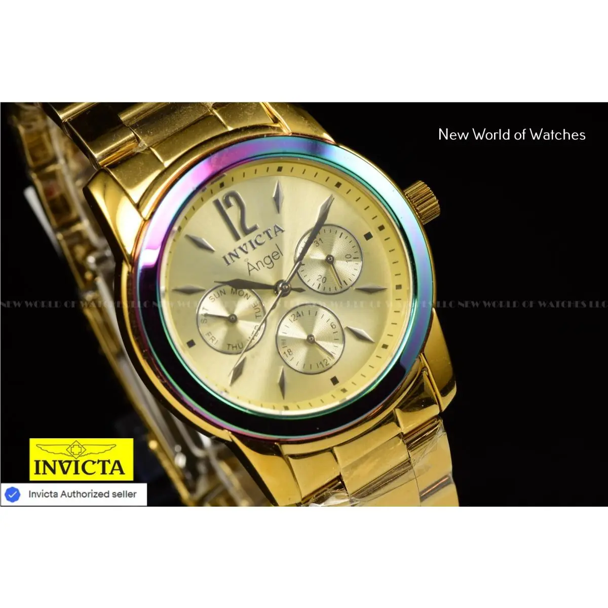 Invicta Ladies Angel Zager Exclusive 38mm Iridescent Steel Gold Watch