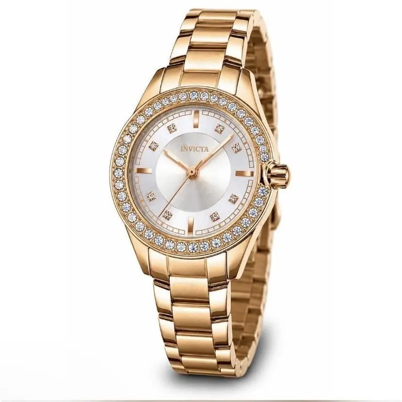 Invicta Angel Women`s Watch 30mm Gold 70279 Gold Silver Crystal Halo Dial
