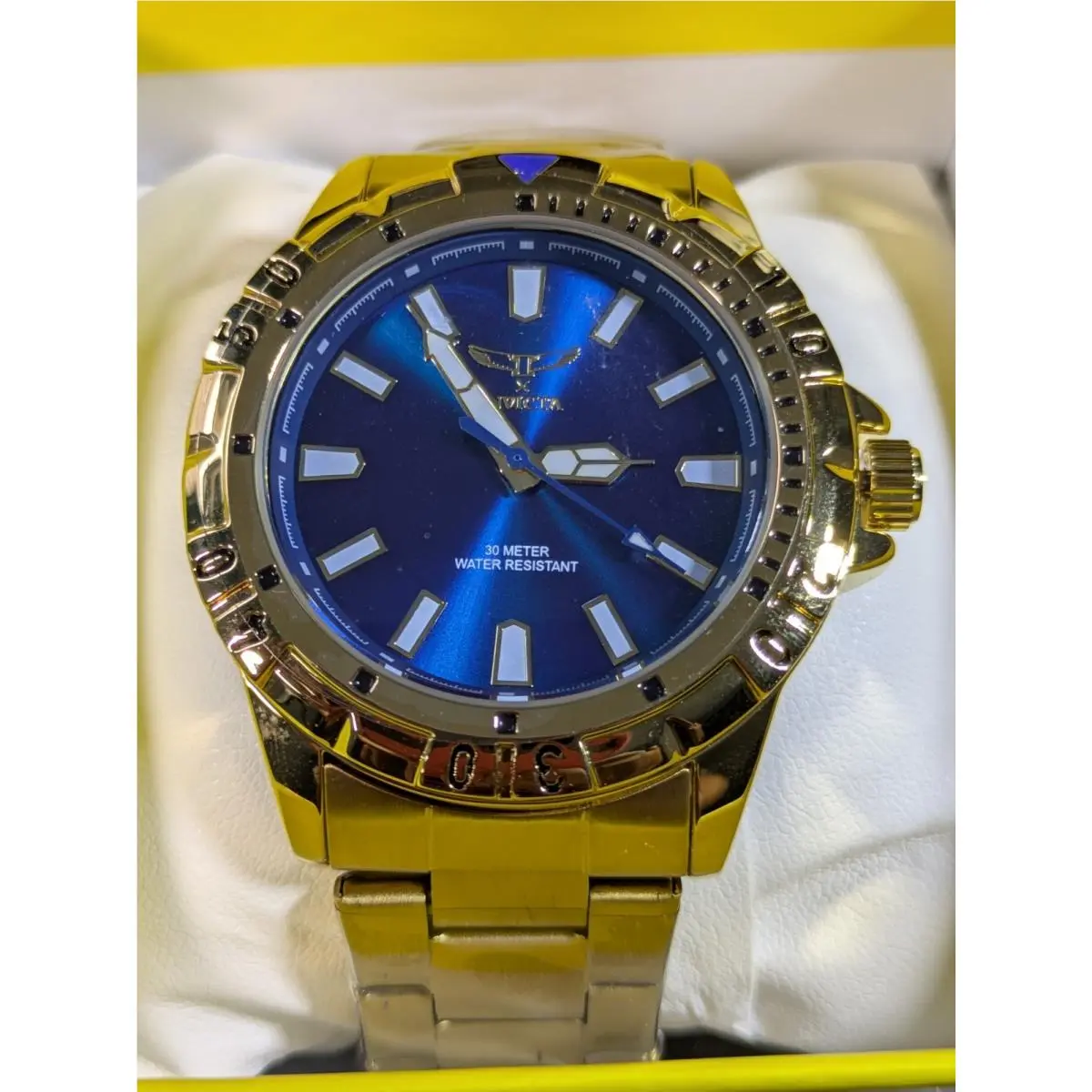 Invicta Reserve Excursion 5676 50mm Gold Blue Swiss Quartz Chronograph Watch