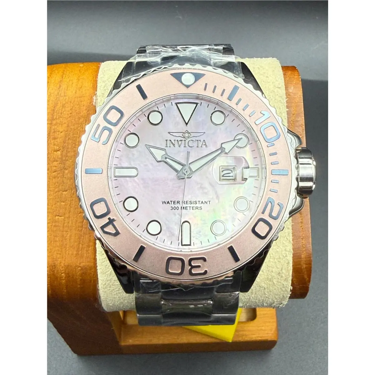 Invicta Grand Diver 49158 Mother of Pearl Dial Rose Tone Bezel 300m Steel Watch