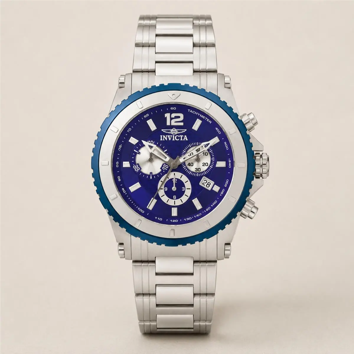 Invicta 1009 Men`s Specialty Watch Chronograph SS Blue and Silver-tone Dial