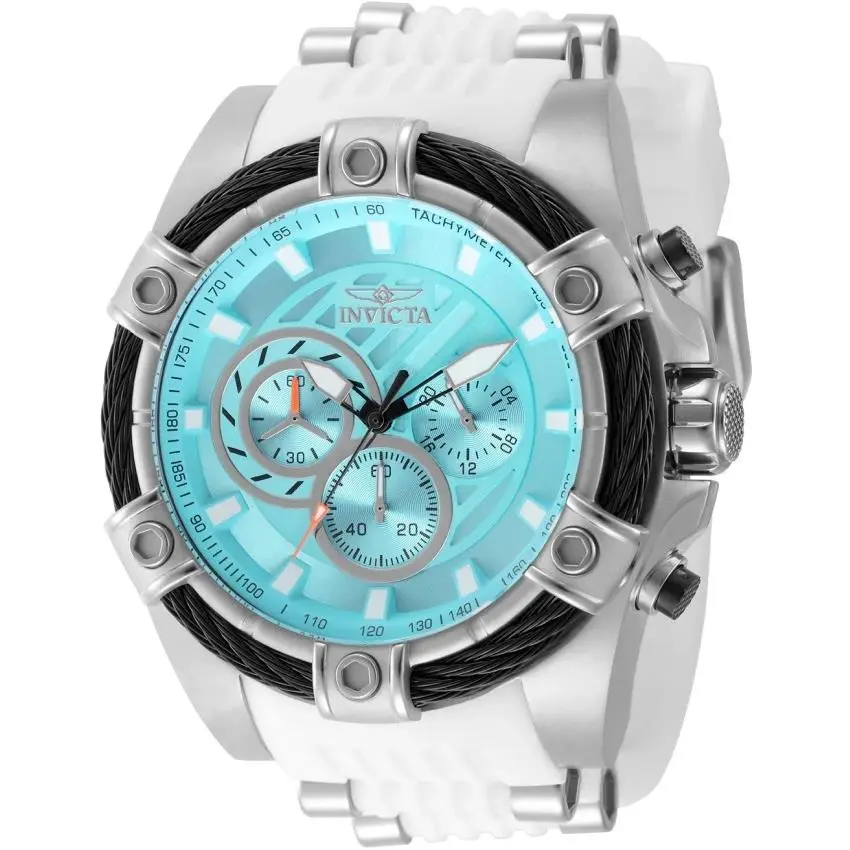 Invicta Bolt Girdex Men`s Quartz Watch Aqua Blue Silver Chronograph 50603