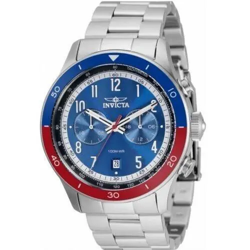 Speedway Zager Men`s Analog Blue/red Bezel Chronograph Watch 35667 by Invicta