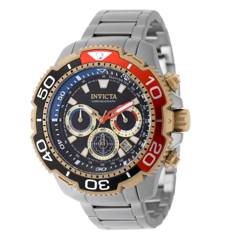 Invicta Commander TI-22 Full Titanium Men`s 48mm Gold Red Chrono Watch 49495
