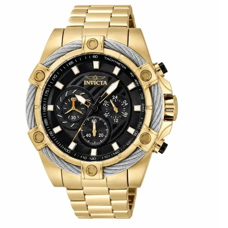 Invicta Bolt Cable Valkir Black Gold Men`s 52mm Quartz Chronograph Watch 69799