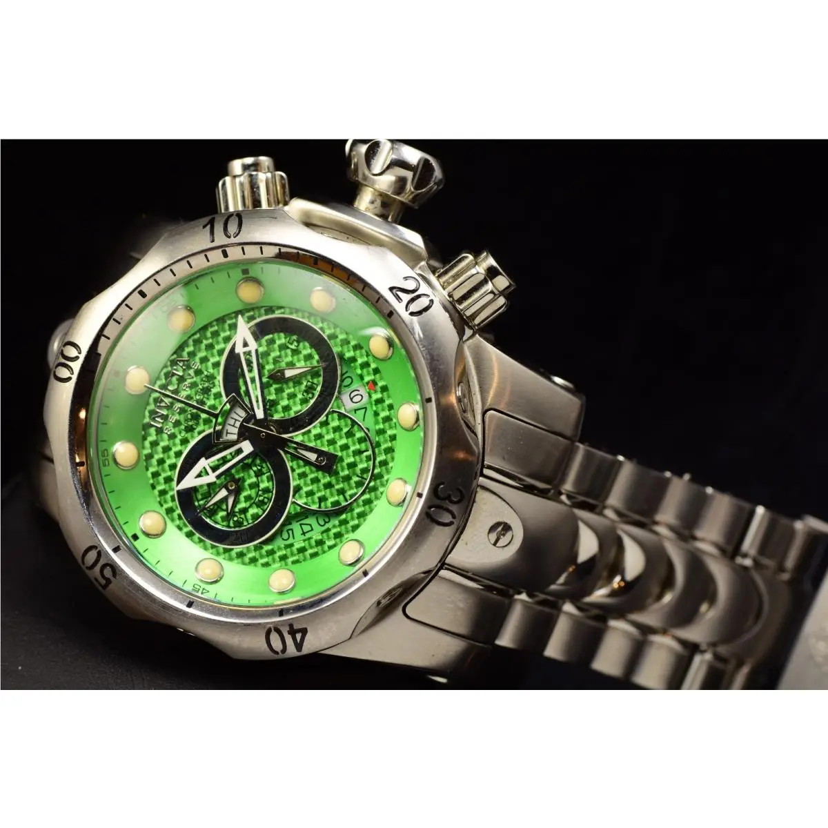 Invicta Men`s Reserve Venom Swiss Made Chronograph Green Dial Watch 53.7mm