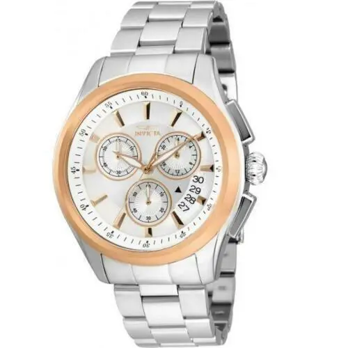 Invicta Specialty Men`s Round Rose Gold Bezel Chronograph Analog Watch 30814