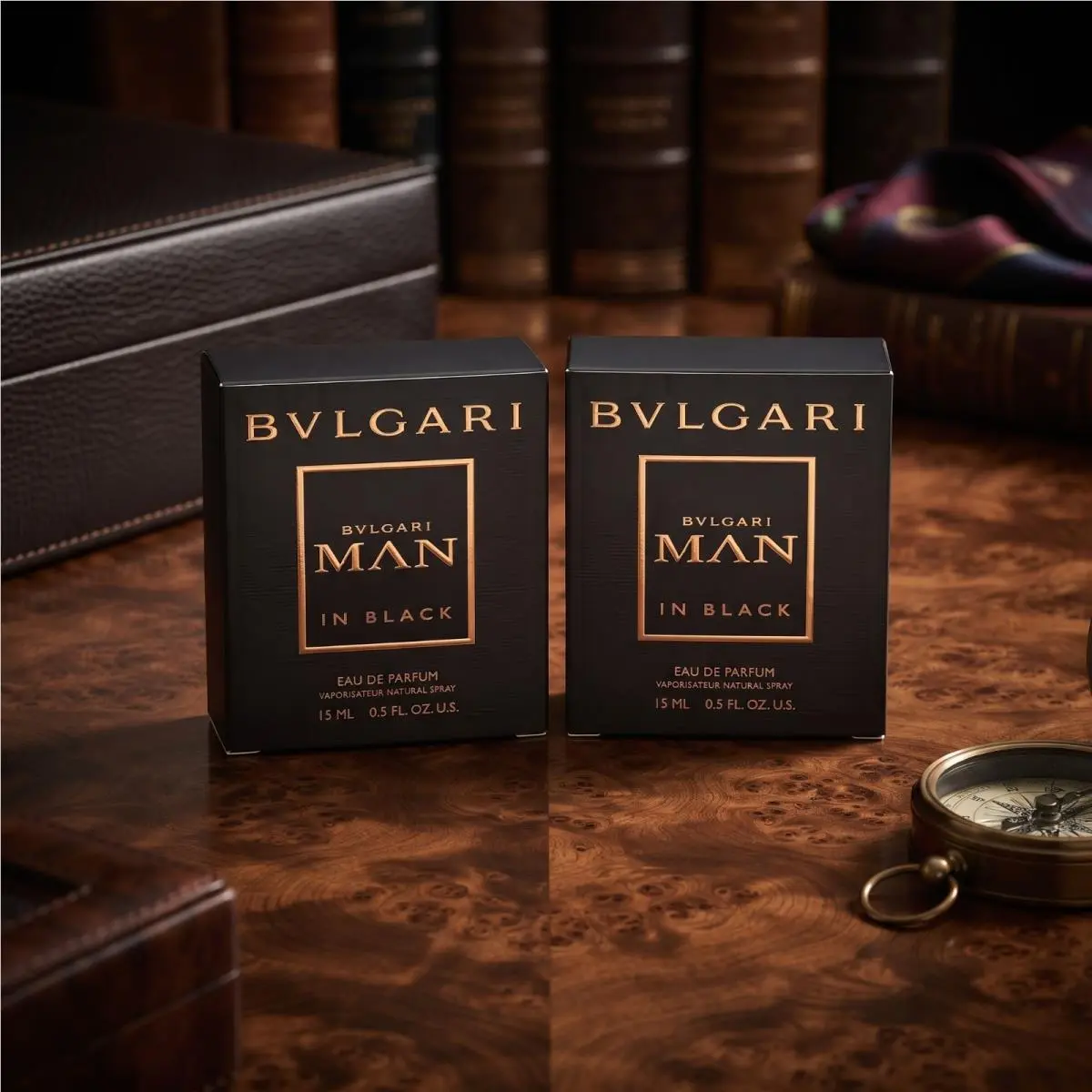 2× Bvlgari Man IN Black Edp 15 ML Spray Mini –