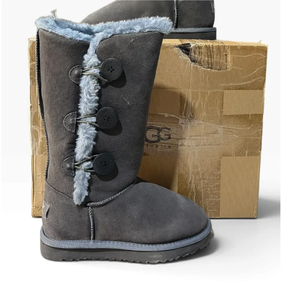 Ugg Australia W Bailey Button Triplet Knee High Suede Grey US 6