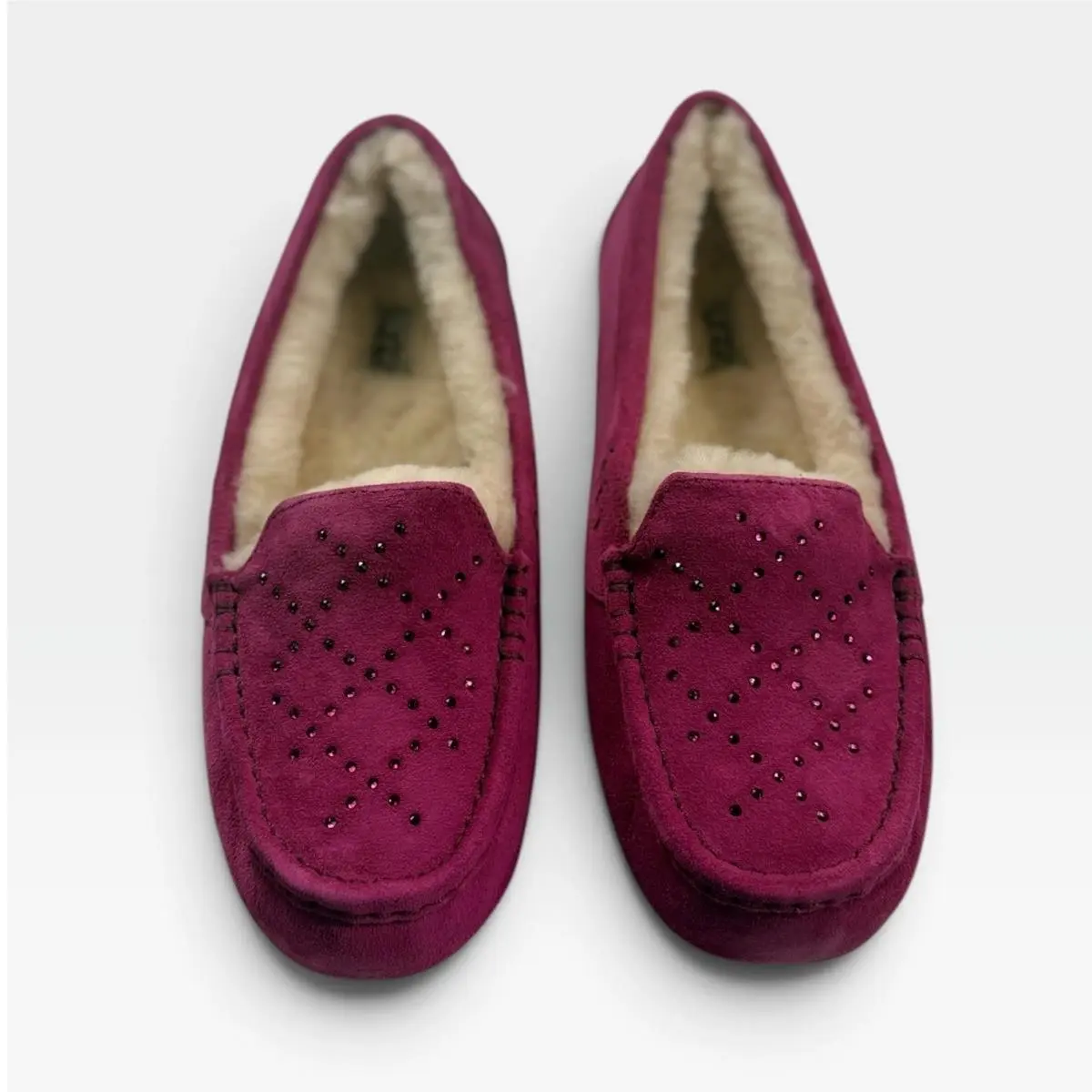 Ugg Ansley Crystal Diamond Moccasins Womens 11 Magenta Suede Swarovski by UGG