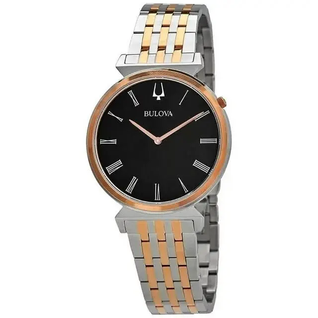 98A234 Regatta Black Dial Two Tone Stainless Steel Mens Watch by Bulova