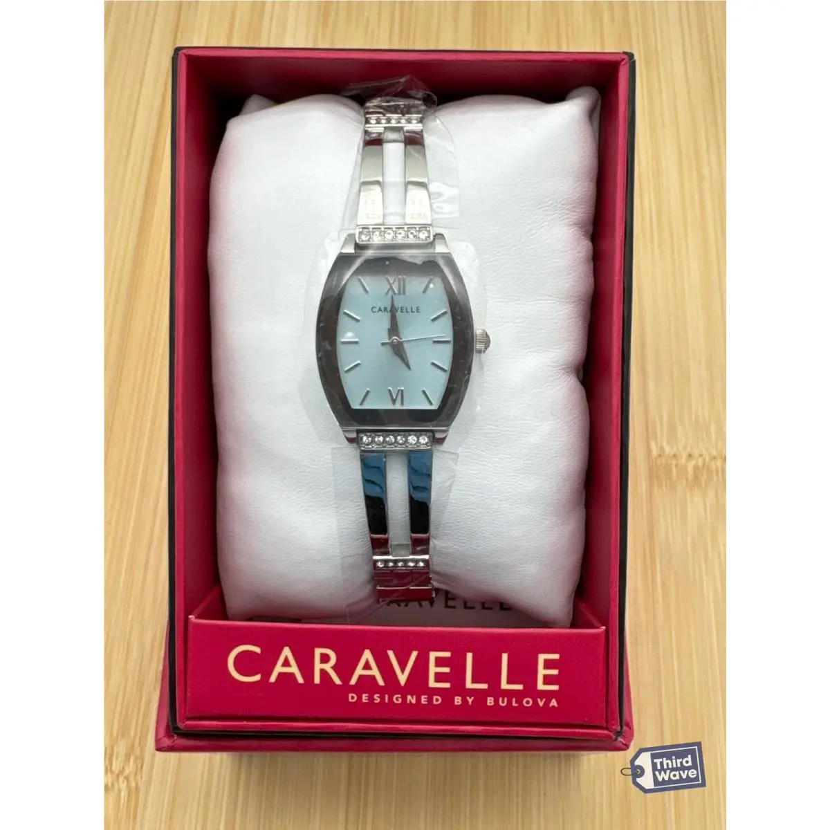 Caravelle  43L223 Women`s Light Blue Dial Crystal Bangle Watch 22mm by Bulova