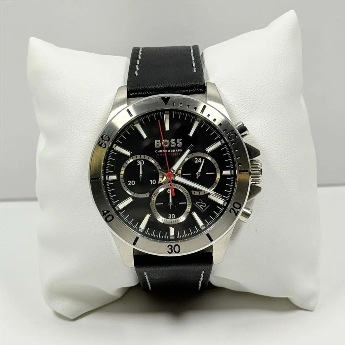 Hugo Boss Troper 1514055 Chronograph Black Dial Black Leather Strap Men’s Watch