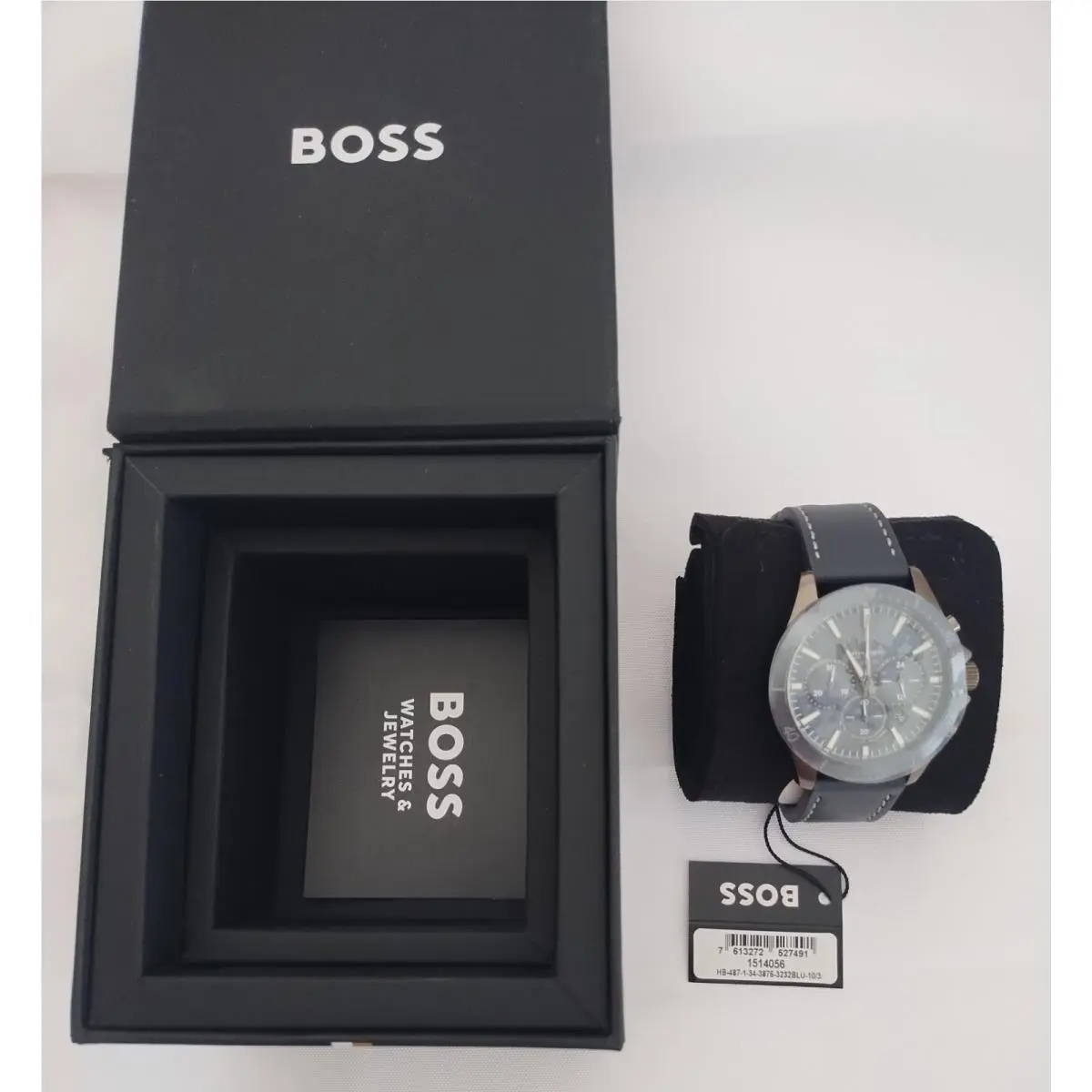Hugo Boss Mens Chronograph Watch HB1514056 Navy Blue Dial Leather Strap