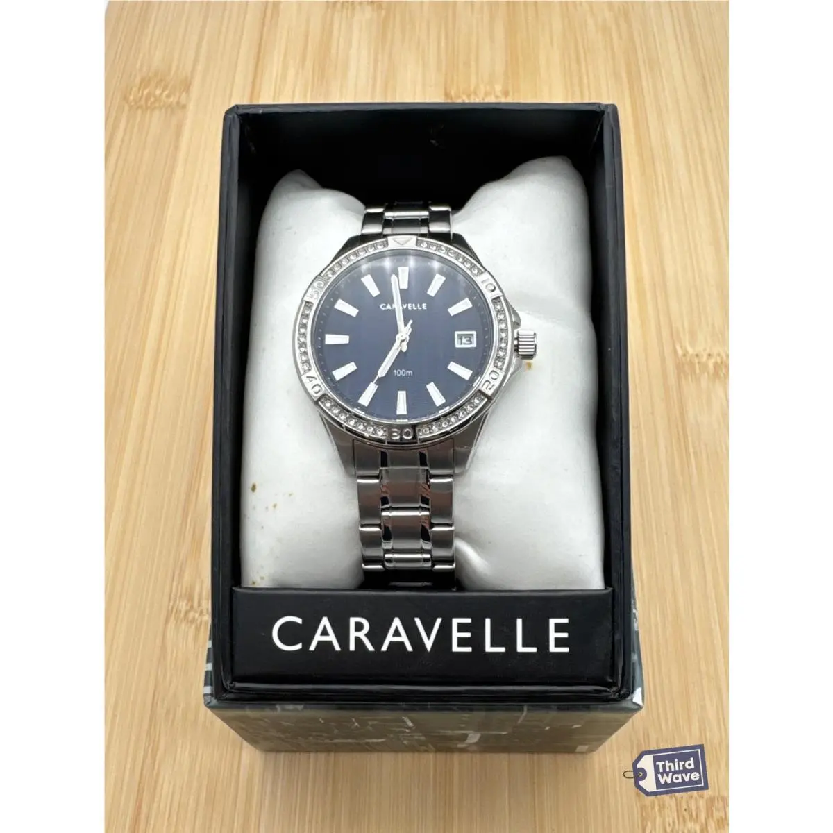 by Bulova 43M122 Aqualuxx Women`s Blue Wave Dial Crystal Bezel 100M by Caravelle
