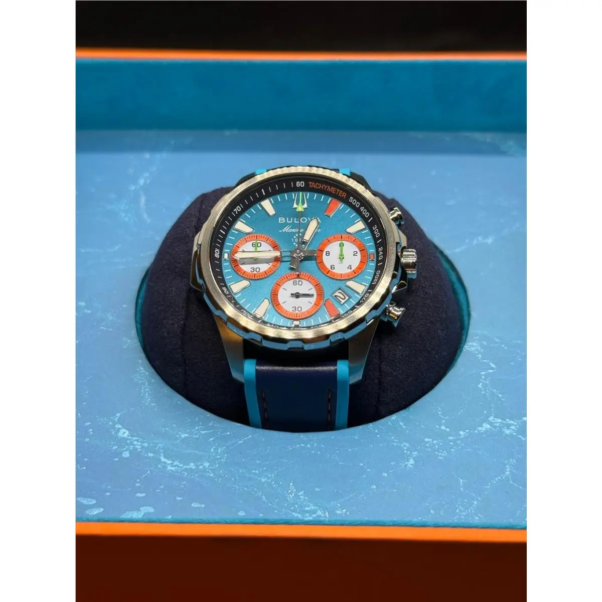 Men`s  Performance Series Chronograph Watch Blue and Orange by Bulova