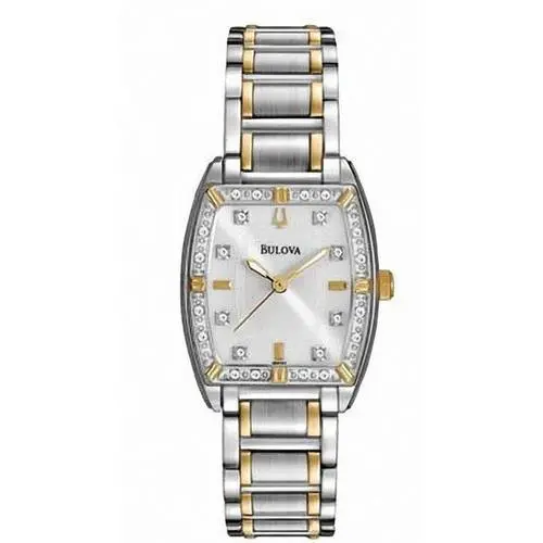Diamond Women Watch Stainless Steel Two Tone Mother of Pearl Dial 98R159 by Bulova