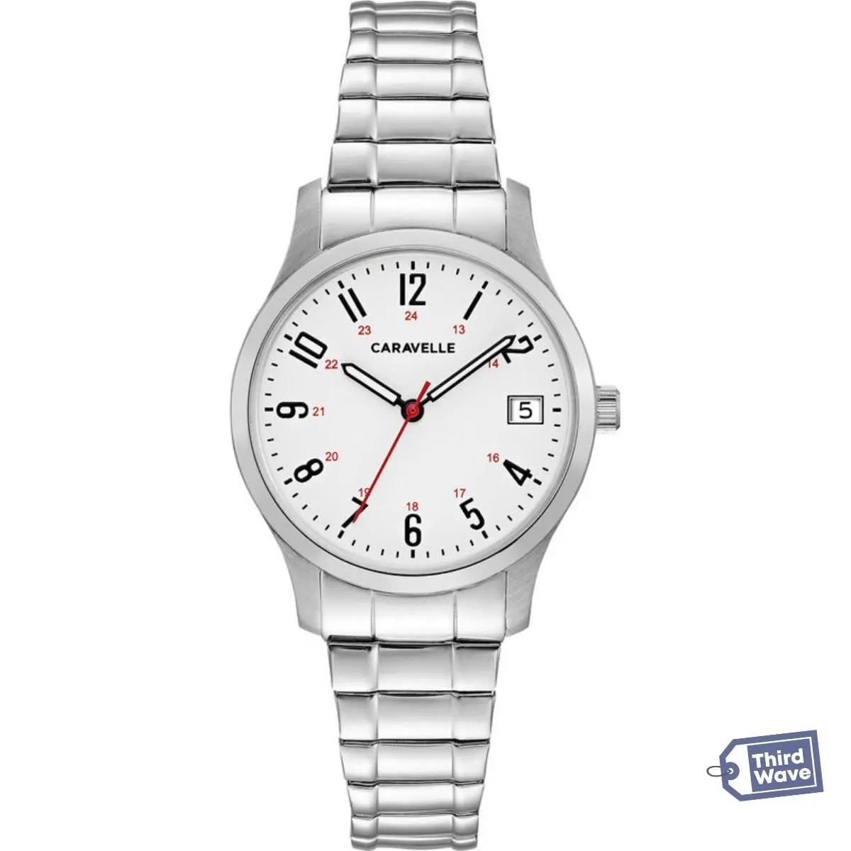 by Bulova 43M119 Women`s Easy Reader White Dial Date Expansion 30mm by Caravelle