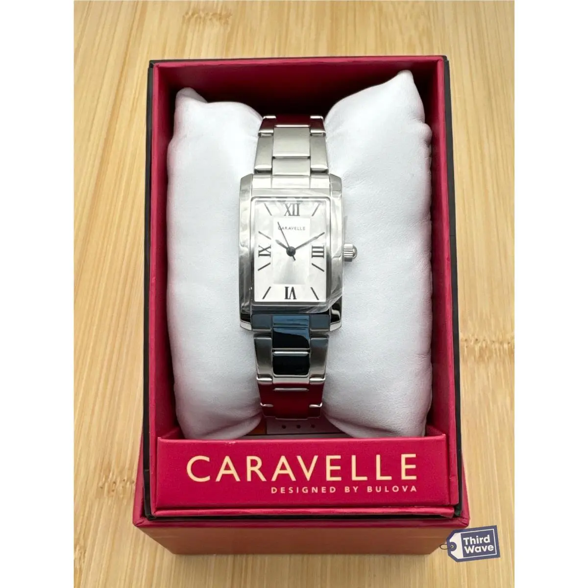 by Bulova 43L203 Women`s Rectangular Silver Dial Roman Numeral Watch by Caravelle