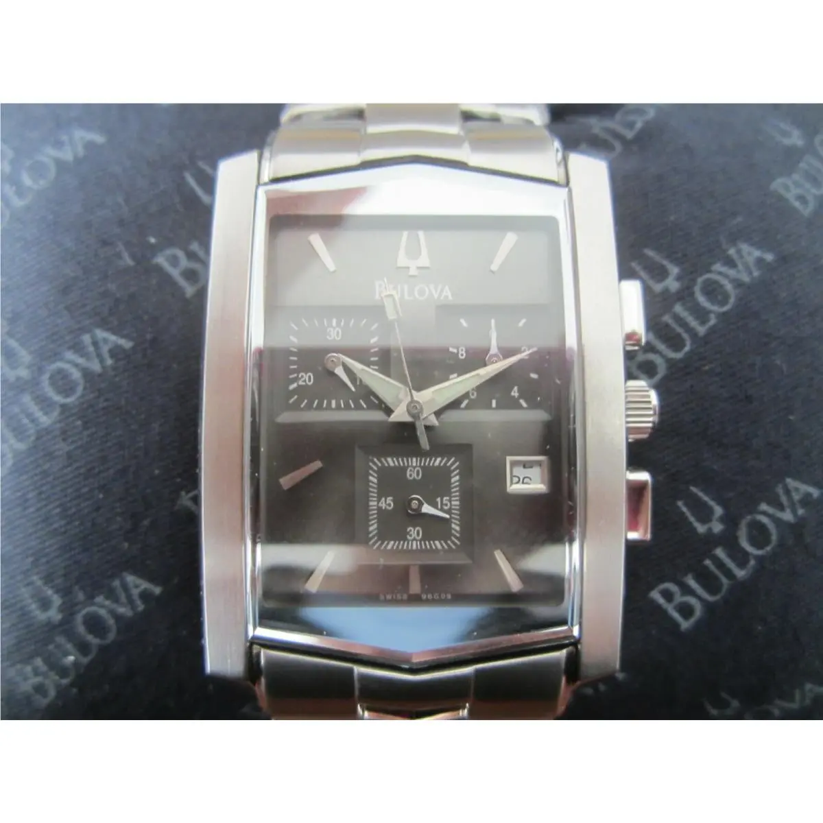 Men`s Watch Quartz All S/s Black Square Japan 96G09 by Bulova