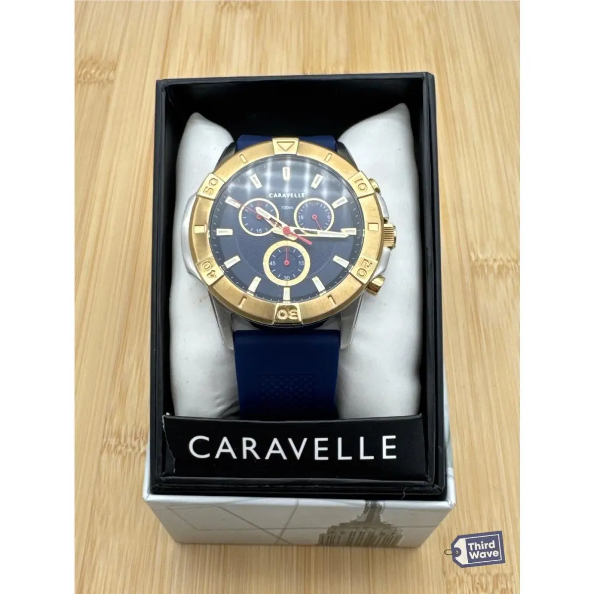 Caravelle by Bulova 45B161 Aqualuxx Men`s Two-tone Blue Chronograph 44mm 100M