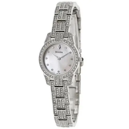 Crystals Women`s Watch Stainless Steel Mother of Pearl Dial 96L149 by Bulova