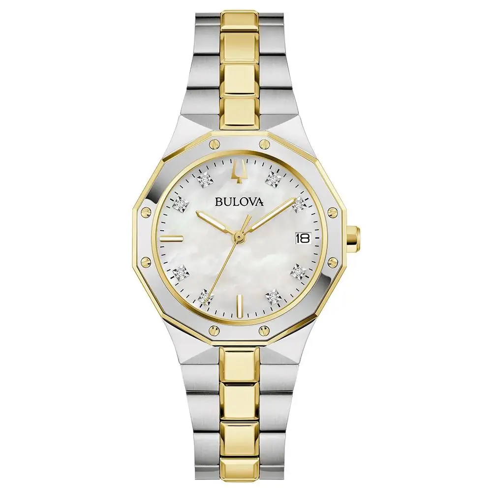 Prestige 98P234 Women Quartz Watch Pearl Dial Stainless Steel Bracelet by Bulova