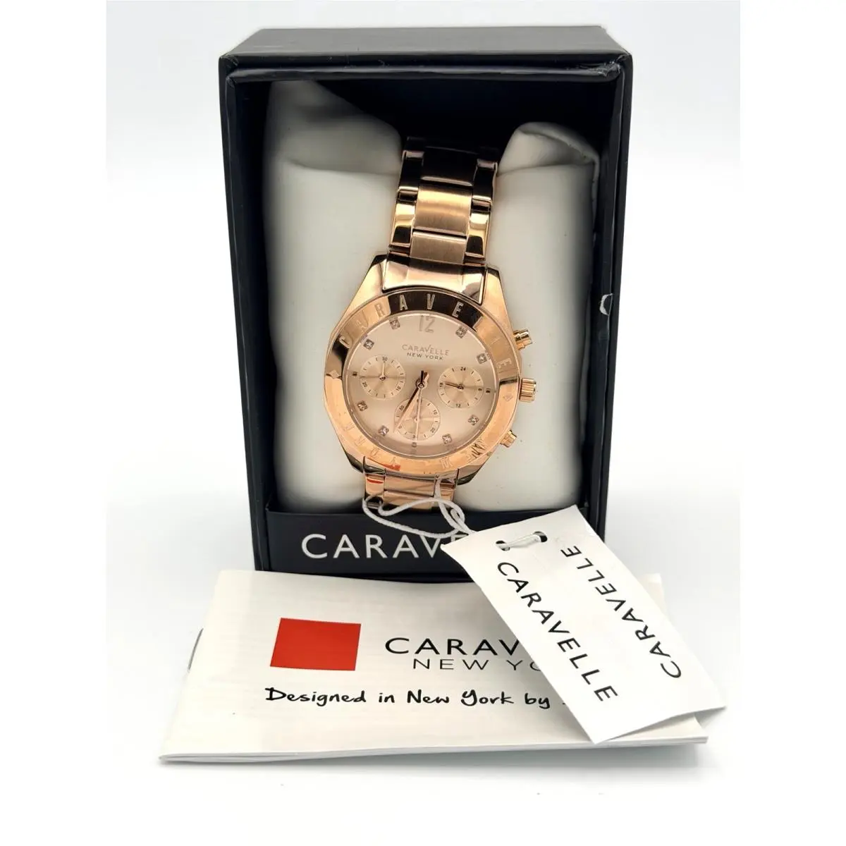 Bulova Caravelle Women`s Chronograph Blush Dial Quartz Watch 44L189